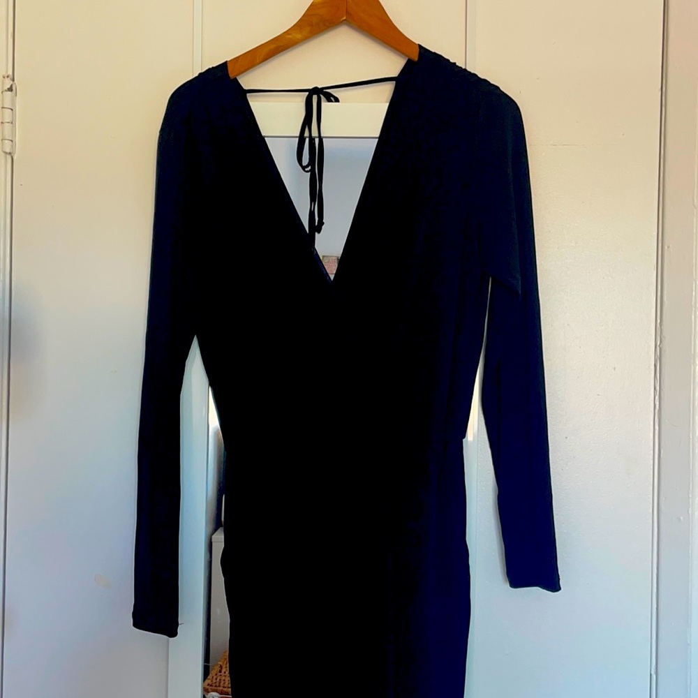 Black bcbg long sleeve jumpsuit
